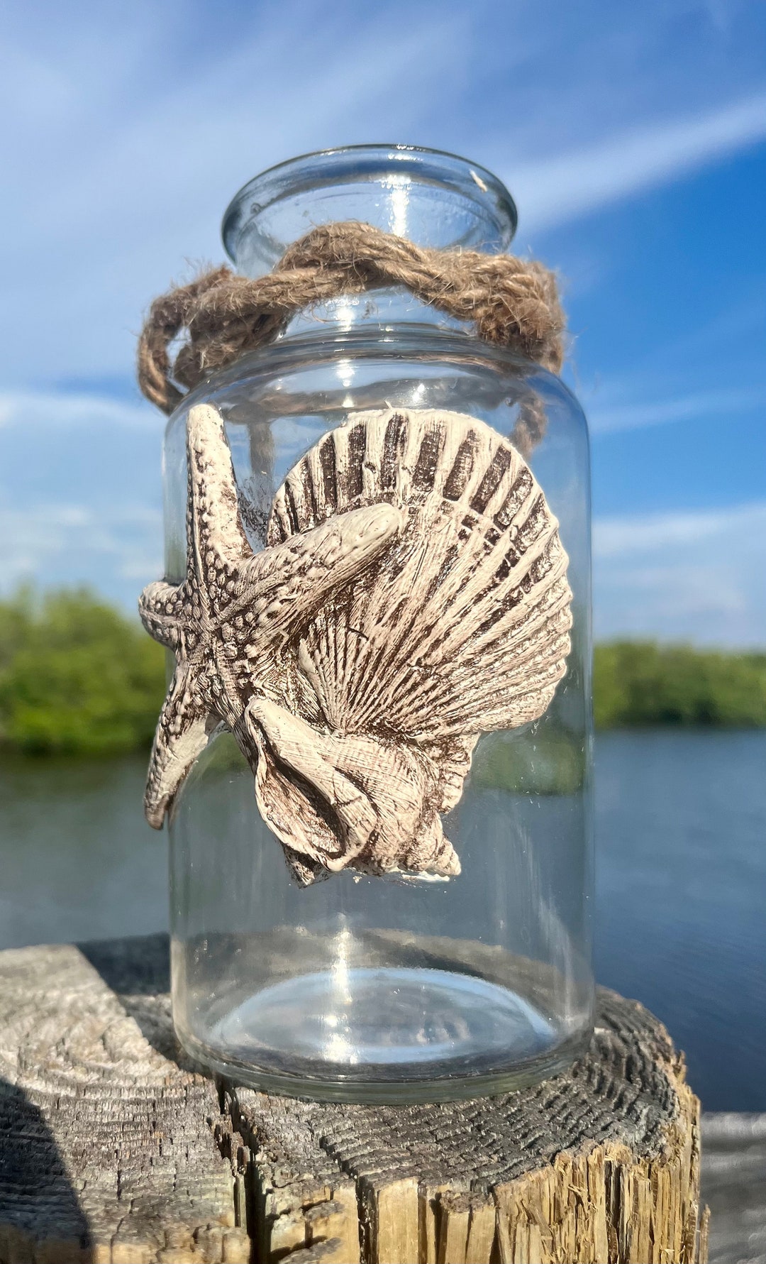 Small Beachy Vase/candle Holder - Etsy
