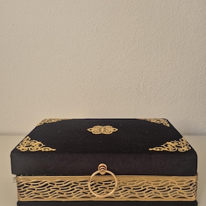 Koran Set Box Set Samt div.Farben Gold Metall Box Edel