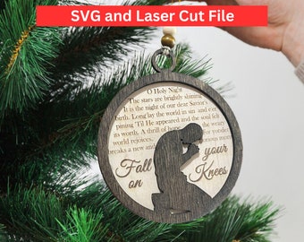 Laser Cut Nativity SVG, Oh Holy Night Birth of Christ Ornament, Christmas Bauble, Religious 'O Holy Night' SVG | Christmas Laser Cut File