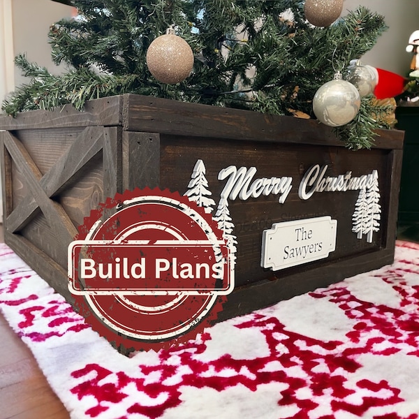 Collapsible Christmas Tree Collar Plans, Folding Tree box Plans, Tree Skirt Plans, Wooden Collar Plans, Build Color coded with Templates.