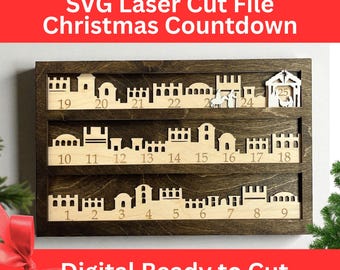 Nativity Advent Calendar Laser Cut File SVG, Christian Christmas Countdown (Digital Download)