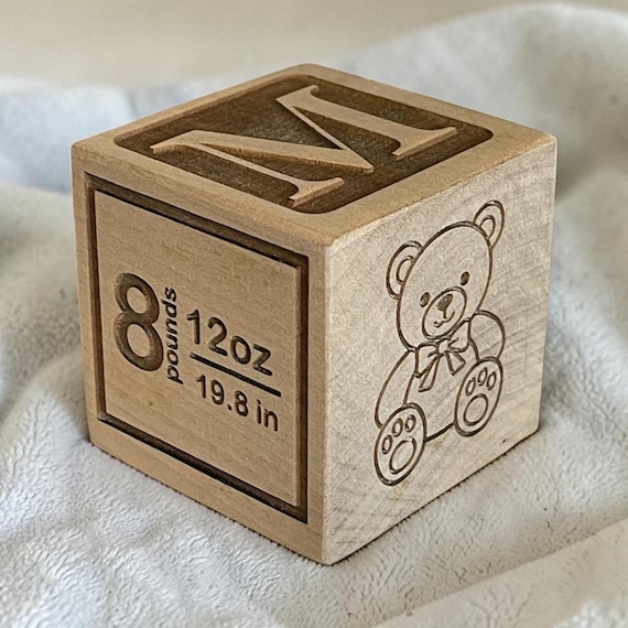 Personalized Baby Birth Block, Birth Announcement Keepsake Block Custom Engraved Birth Stats Nursery Decor New Parent Gift