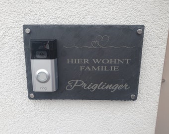 Türschild aus Schiefer für RING-Camera