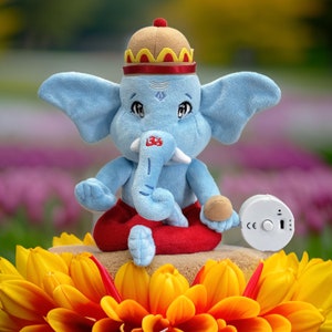 Baby Ganesha - 8 Inch plush toy with Re-recordable Musical box