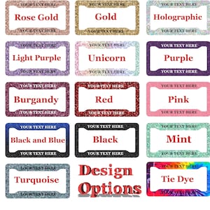 Custom Printed Glitter License Frame - Personalized License Frames for Cars | Personalized License Plate Frame - Customizable Car Accessory