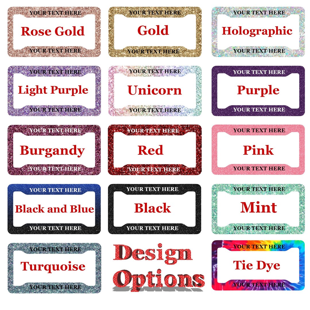 Custom Printed Glitter License Frame Personalized License Frames for