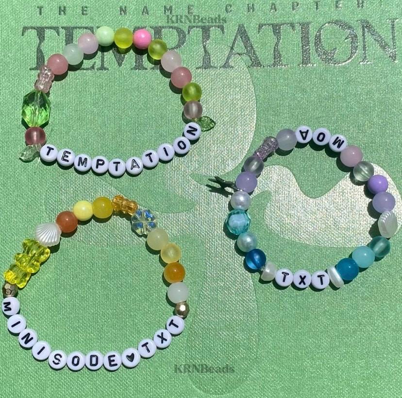 TxT 'Temptation' inspired bracelet, kpop bracelet, kpop merch, txt merch, txt bracelet, charm bracelet, album bracelet, moa, moa kpop