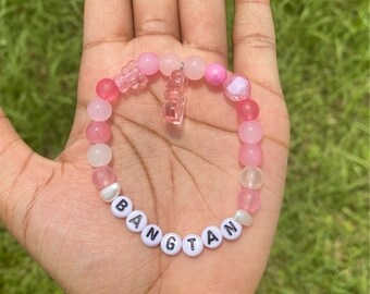 BTS &#39;Map of the Soul: Persona&#39; inspired bracelet, kpop bracelet, kpop merch, bts merch, bts bracelet, bead bracelet, pink bts, kpop bracelet