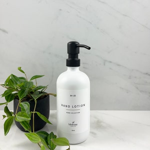 White Glass Dispenser- 16oz Glass Soap Bottles With Waterproof Label, Refillable Soap Dispenser