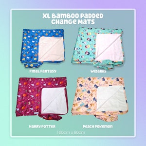 Cambiador de bebé impermeable XL, Multi Mat, lindos estampados, acolchado súper felpa, Pocket Monsters, Final Fantasy, HP
