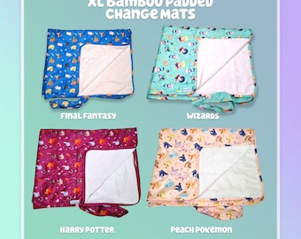 XL Waterproof baby change mat, Multi Mat, cute prints, super plush padding, Pocket Monsters, Final Fantasy, HP