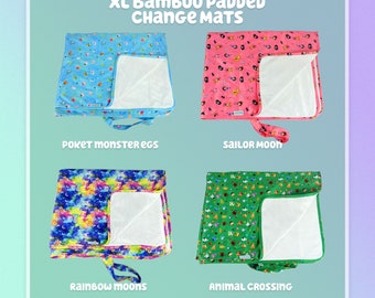 XL Waterproof baby change mat, Travel Mat for baby, Multi Mat, cute prints, super plush padding, Gaming, anime, rainbows, machine washable