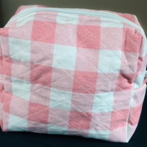 Pink Gingham Makeup and Toiletry Bag