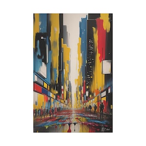 Vibrant Abstract Cityscape Canvas Art, Urban Wall Decor for Home, Colorful Street Scene, Modern Living Room Art, Fabulous Gift Idea
