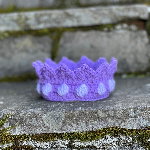 READY TO SHIP Purple Crochet Purim Crown with Lavender Sparkle Yarn "Gems" 5 Sizes, Purim Costume, Purim Gift, Queen Esther Crown