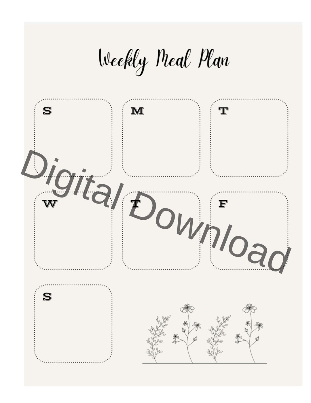 Weekly Meal Planner Digital Download - Etsy