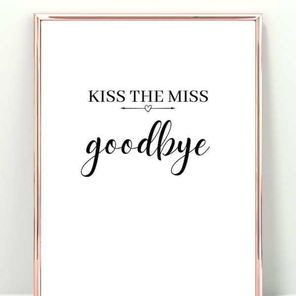 Kiss The Miss Goodbye Bachelorette, Hen Party and Bridal Shower Game - Digital Download - Bride Keepsake Gift