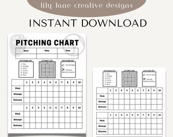 Softball Pitching Chart – Practice Plans, Skill Tracking (Digital Download)