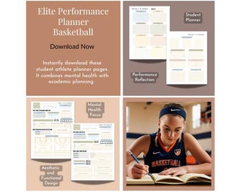 Basketball Performance Planner: Student Athlete Goal Tracker (Digital Download)