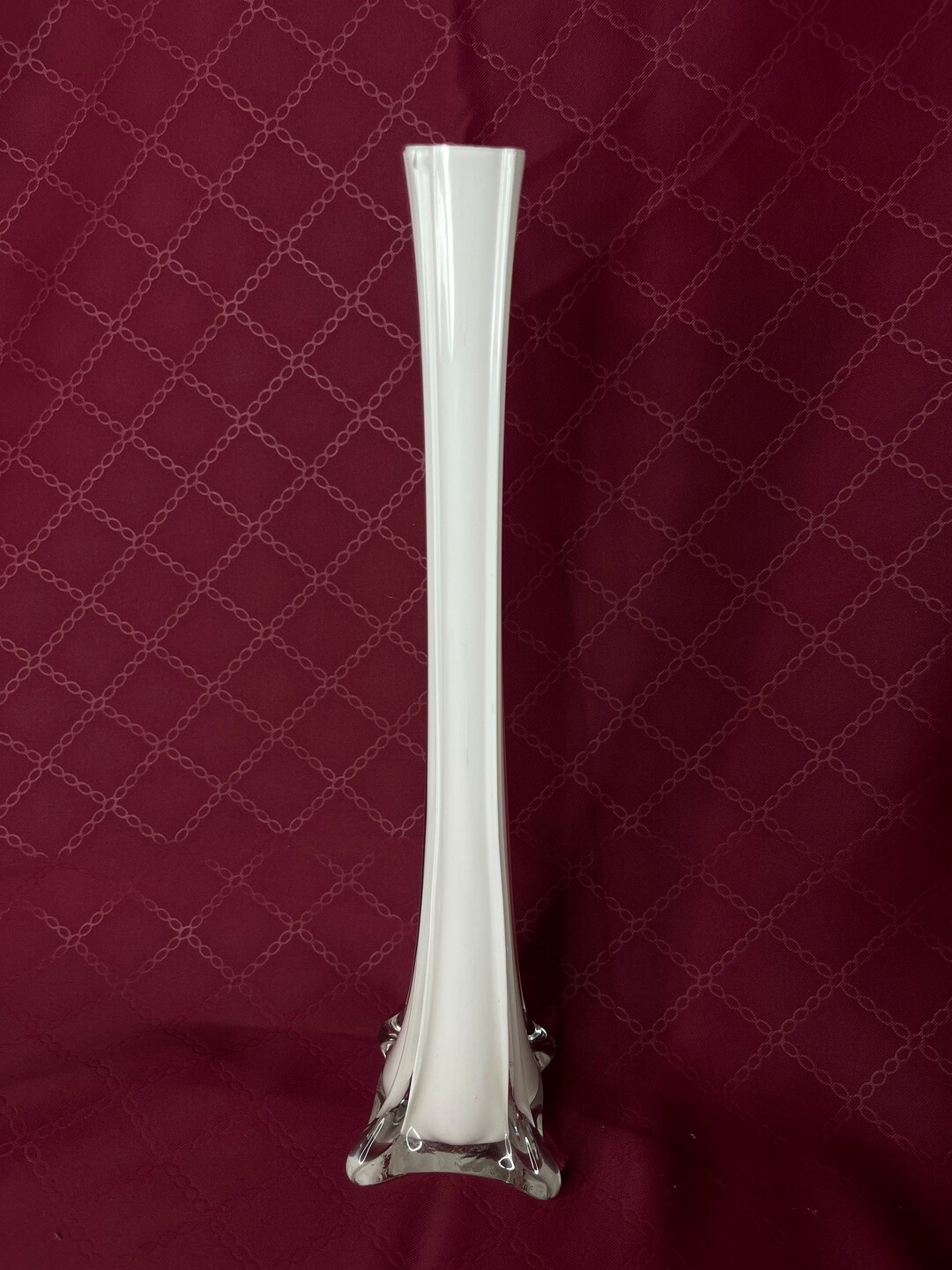 12 Vintage Handblown White Milk Color Glass Vase, Antique Collectable