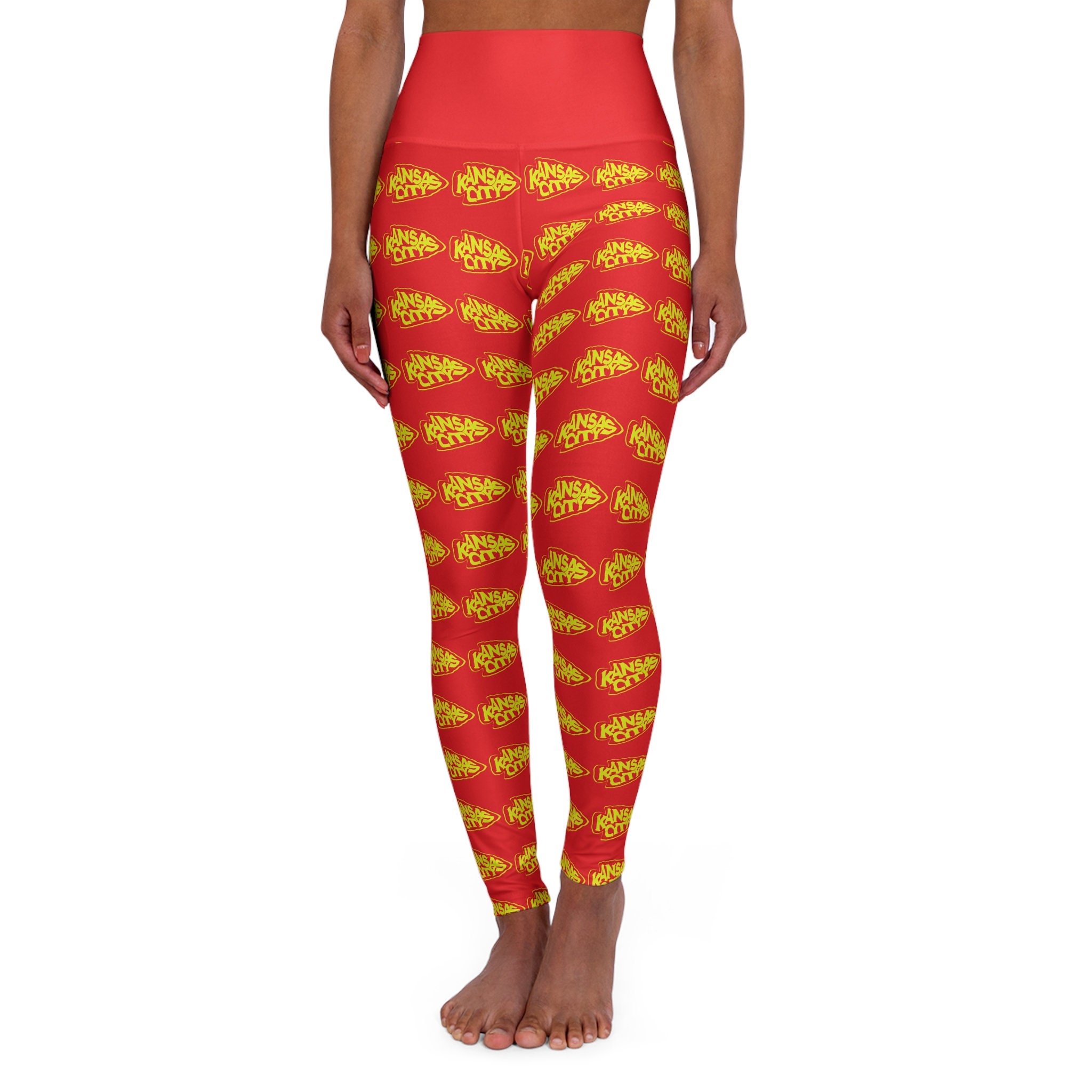 Kansas City Arrow High Waisted Yoga Leggings, All Over Print Trendy