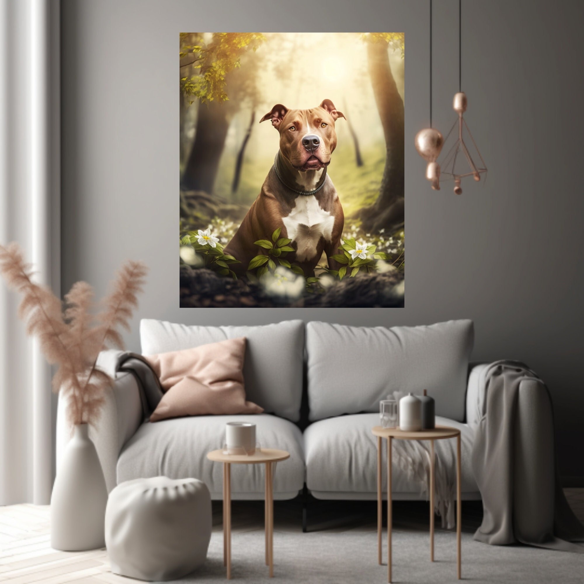 Pitbull Wall Art Canvas Dog Art Pit Bull Art Pitty Dog Etsy