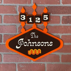 Mid Century Modern &quot;Groovy&quot; Address Sign