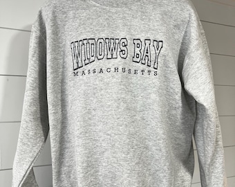 Widow's Bay Embroidered Crewneck Sweatshirt, Gothic Coastal Pullover