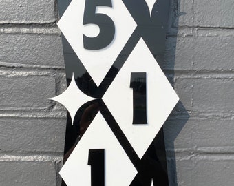 Mid Century Modern "R1" Address Sign