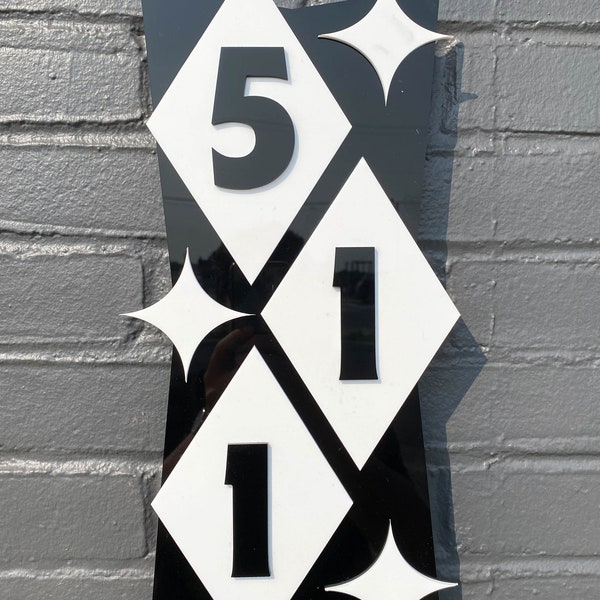 Mid Century Modern "R1" Address Sign