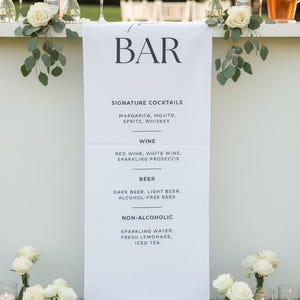 Fabric Bar Sign Personalized Wedding Bar Menu Sign Custom Linen Bar Sign Signature Cocktails Sign Minimalist Bar Sign Drink Menu Sign