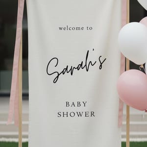 Personalisiertes Baby-Dusche-Zeichen, personalisiertes Baby-Dusche-Willkommensschild, Stoff-Baby-Dusche-Zeichen, Leinen-Baby-Dusche-Dekor, Hallo Baby-Namensschild