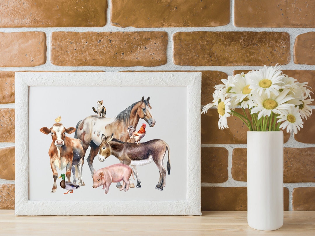 Barnyard Wall Art Boho Farm Animals Cowgirl Nursery Art Etsy