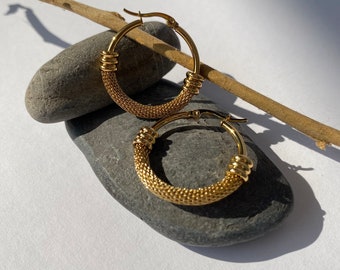 Wicker hoop stainless steel earring, stainless steel, hoop earring, gift earring