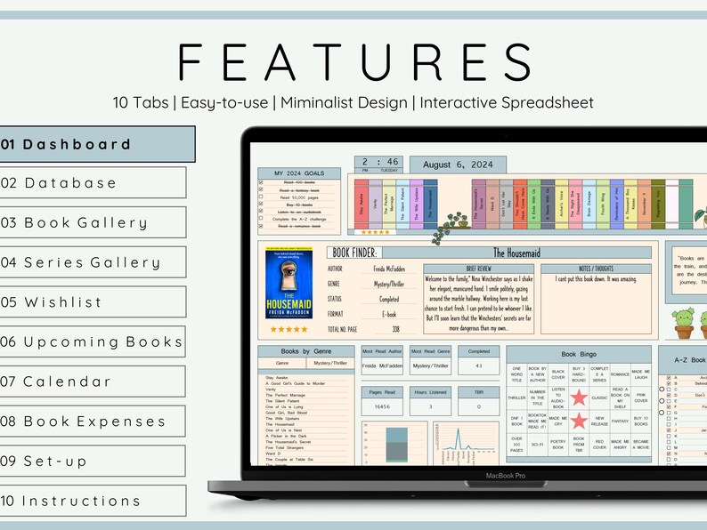Book Tracker Reading Spreadsheet 2025 Digital Planner Template for Book ...