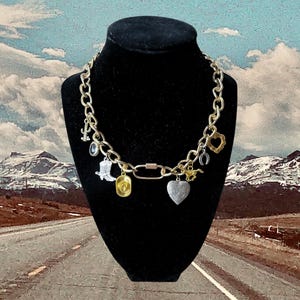 Vintage Wild Wild West Charm Necklace, mixed metals