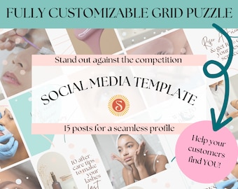 15 Colorful Instagram Templates - Canva Social Media Template - Instagram Templates for Business - Trendy Bright Grid Puzzle for Engagement