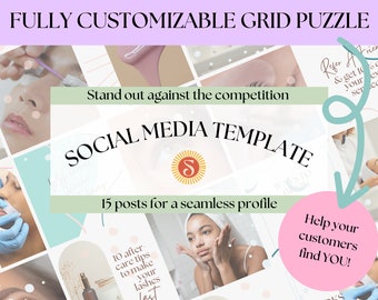 15 Colorful Instagram Templates - Canva Social Media Template - Instagram Templates for Business - Trendy Pastel Grid Puzzle for Engagement