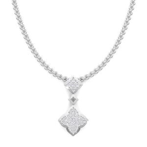 Petit Motif Genuine 925 Silver and Yellow Gold White Zircon Dangle Clover Pendant Necklace - Hypoallergenic Necklace - Gifts for Wife