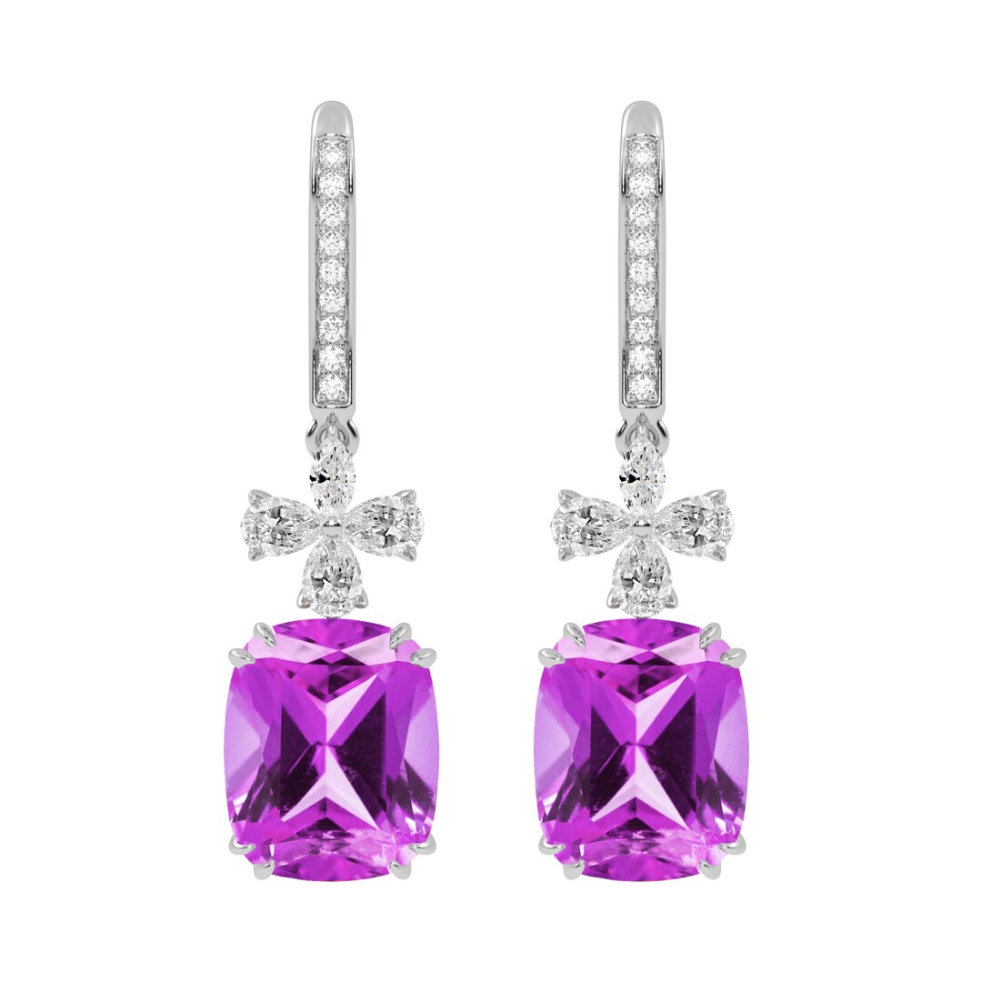 Women's Earrings Pink Floral Stainless Steel Zircon