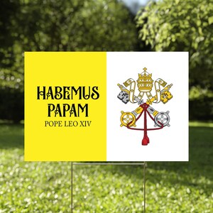 Cartello da giardino "Habemus Papam", Cartello da giardino "Da Pope" con Papa Leone XIV, Cartello da giardino cattolico "New Pope", Decorazione con bandiera del Vaticano, Cartello cattolico, Bandiera da giardino cattolica