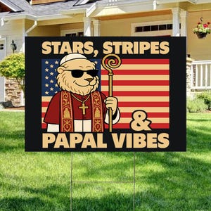 Stelle, strisce e vibrazioni papali: segno di Papa Leone XIV, segno "Da Papa", segno "Habemus Papam", segno cattolico del nuovo Papa, bandiera del Vaticano, segno cattolico