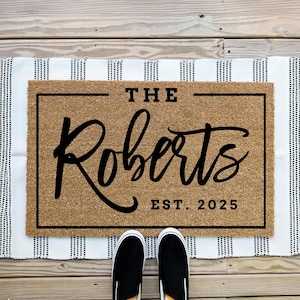 Custom Family Name House Doormat, Personalized Door Mat With Family Name, Housewarming Gift, Custom Welcome Doormat, New House Decor