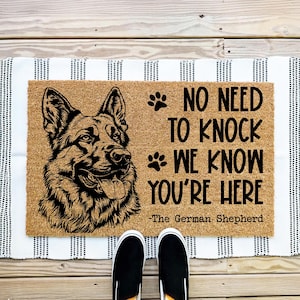 No Need To Knock We Know You Are Here, The German Shepherds Doormat, Dogs Door Mats, Funny Doormat, Welcome Mats, Unique Gift, New Home Gift