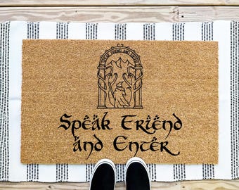 Felpudo "Habla con un amigo y entra", felpudo divertido para geeks y nerds, felpudo de bienvenida, alfombra rústica para exteriores, regalo de inauguración de la casa, felpudo de serie de cine y televisión