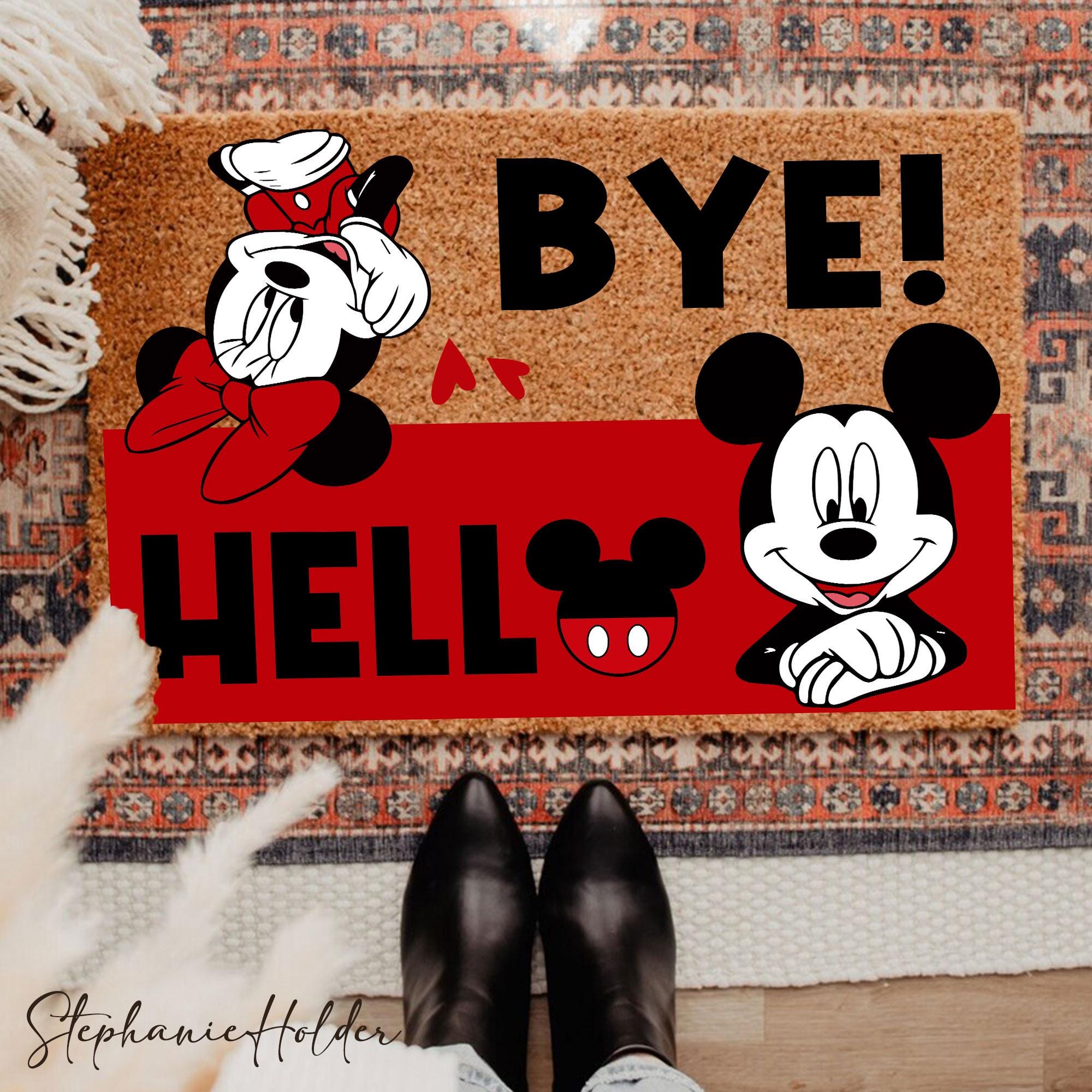 Discover Hello Bye Cute Mouse Doormat, Welcome Mat, Funny Front Door Decor, Personalized Entry Rug, Housewarming Gift