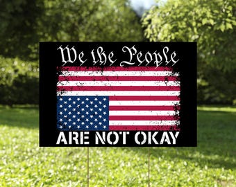 We Are Not Ok Flag, Upside Down American Flag, Anti Trump Support Federal Employees, Progressive Liberal Leftist Activist, Protect Democracy