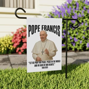 Bandiera commemorativa di Papa Francesco, R.I.P. Papa Francesco, regalo cattolico, bandiera da giardino cattolica, decorazione religiosa, bandiera da giardino in omaggio a Papa Francesco