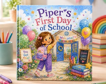 Personalized First Day Of School Story Book, Custom Girl Kid Preschool Kindergarten Keepsake, Gift For Kids