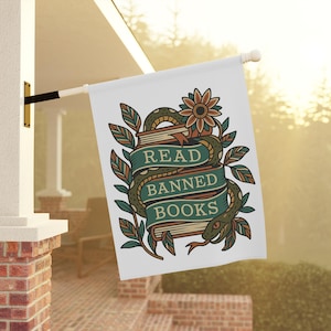 Read Banned Books Garden Flag, Social Justice Yard Flag, Library Flag, Banned Books Flag, Community Garden Flag